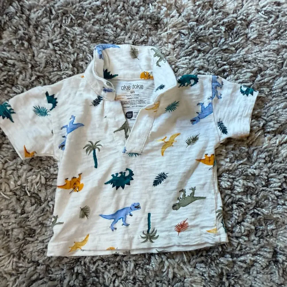 Okie Dokie Outfit Set 6 Months Baby Boy Shorts Shirt Dinosaur Shorties CUTE